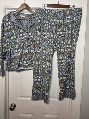 Vera Bradley Floral Print Wide-Leg Pajama Set Xxl